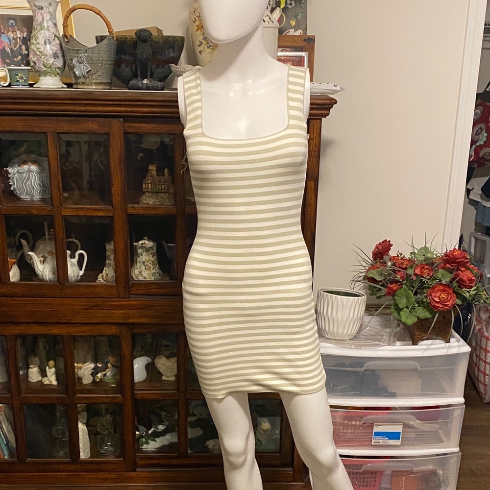 Zara Cream Striped Mini Dress